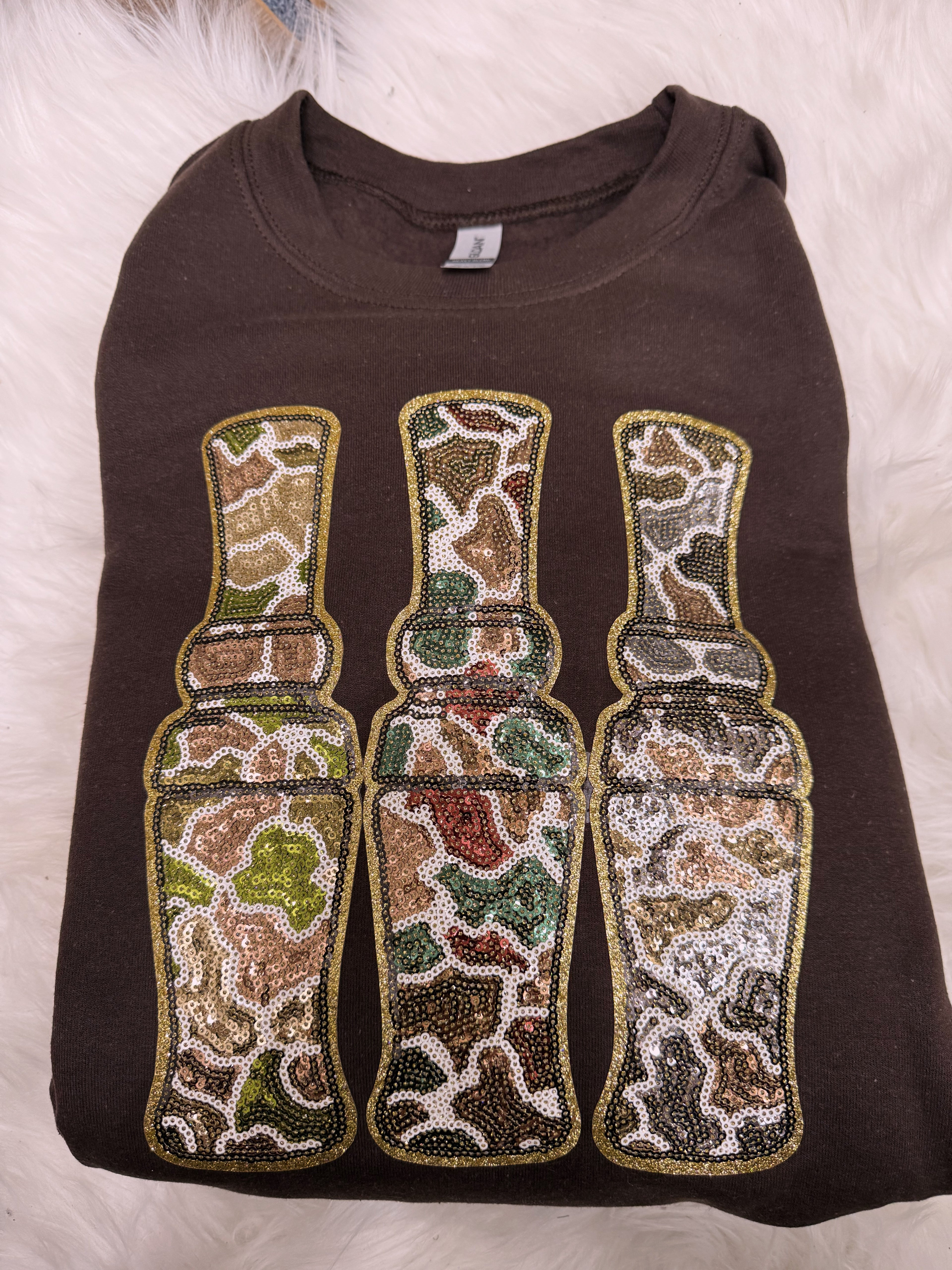 Camo duck call patch sweatshirt
