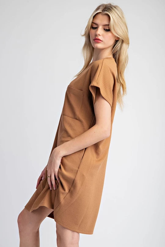 TEXTURED MINI DRESS WITH POCKETS - Coco