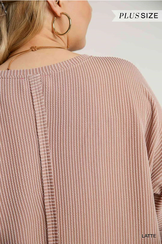 Textured Knit Boxy Cut Top & Chest Pocket Detail