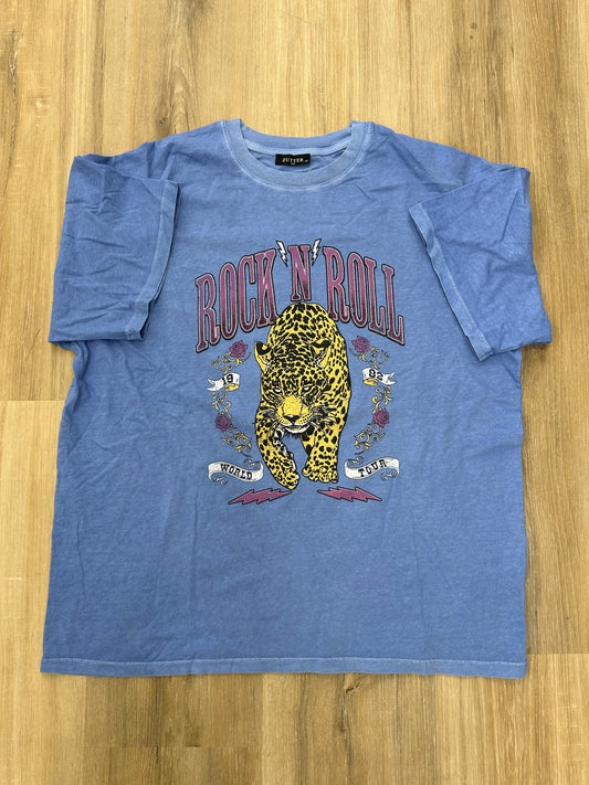 Rock & Roll Leopard Cobalt Oversized Tee