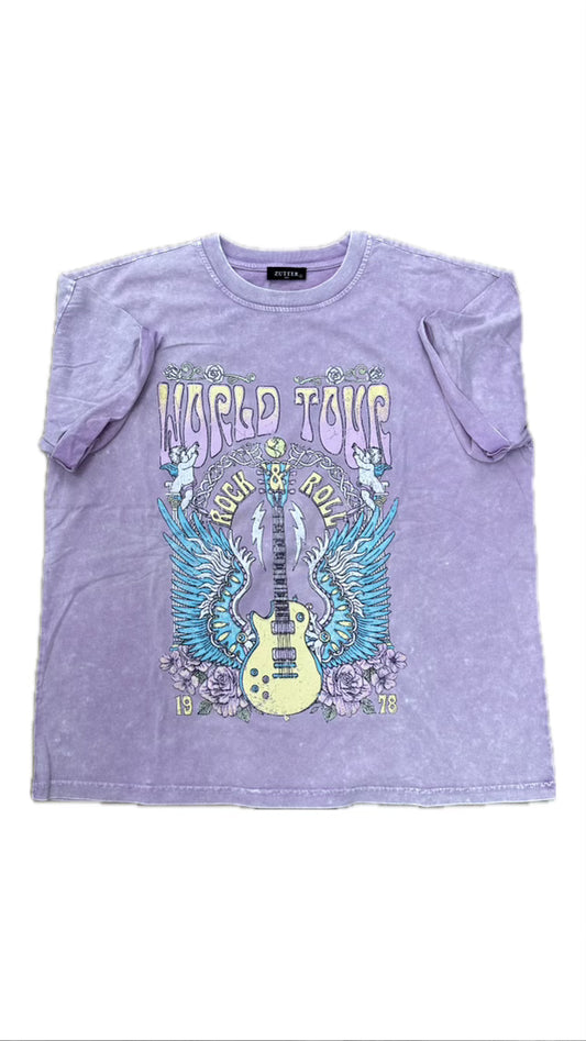 World Tour Rock & Roll Lavender Tee