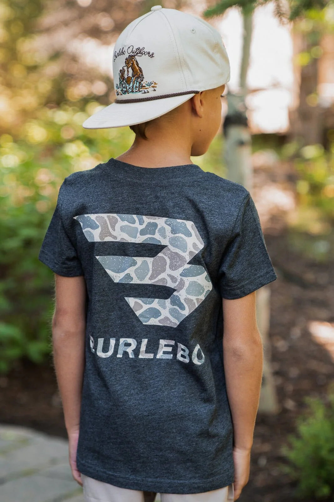 Youth Tee - Deer Camo Sig Logo - SS - Heather Black