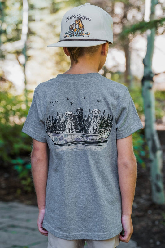 Youth Tee - Dogs on Boat - SS - Dark Heather Grey