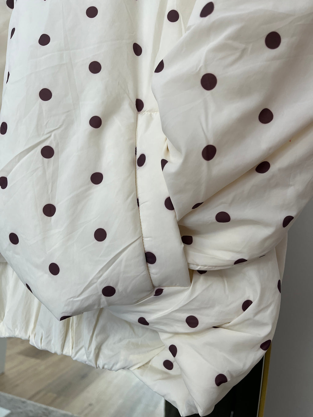 Ultra-Soft Cream Polka Dot Bubble Puffer Jacket