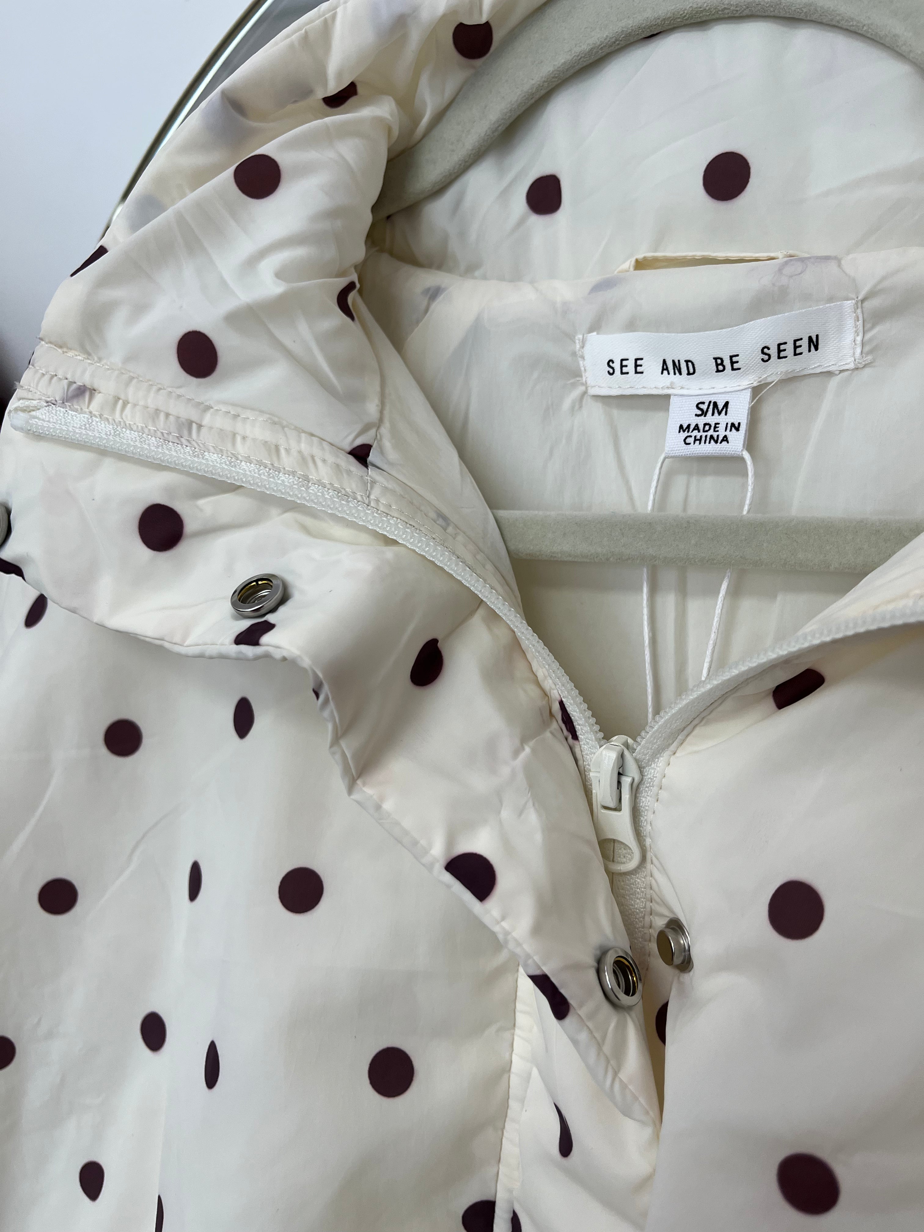 Ultra-Soft Cream Polka Dot Bubble Puffer Jacket