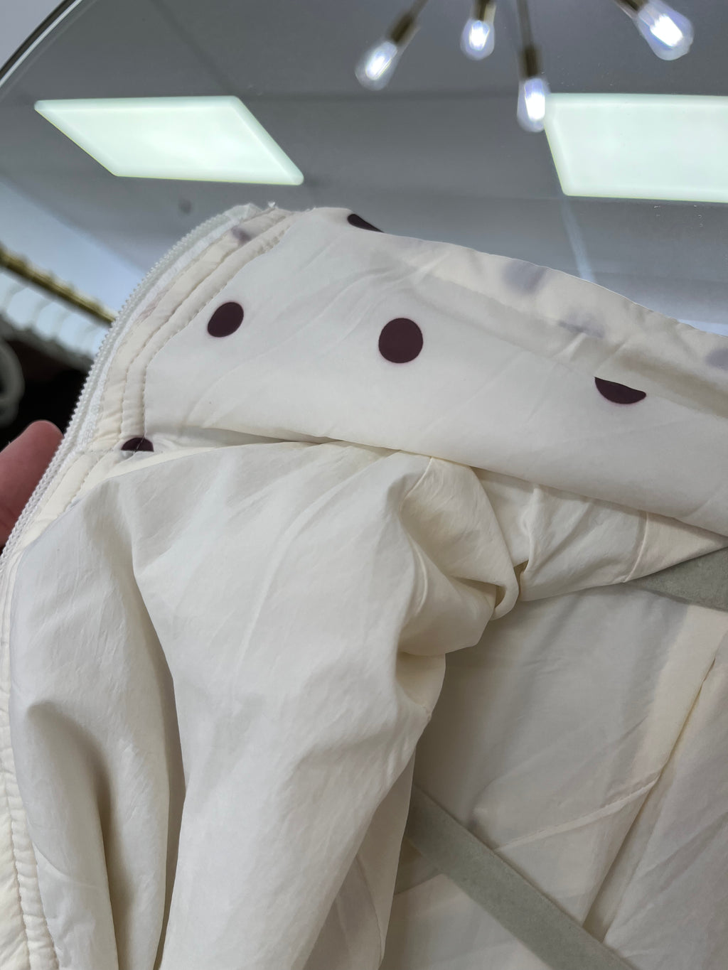 Ultra-Soft Cream Polka Dot Bubble Puffer Jacket