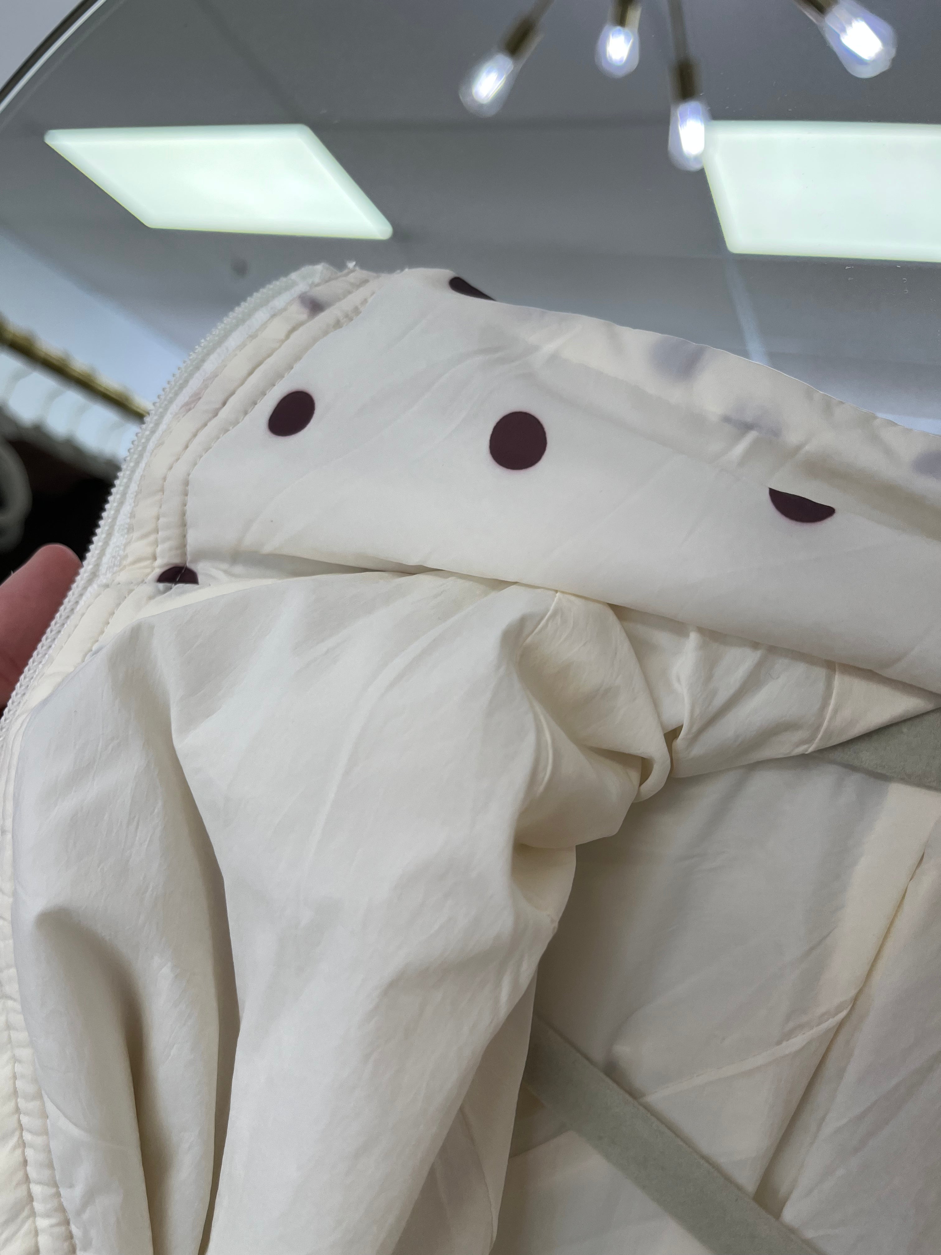 Ultra-Soft Cream Polka Dot Bubble Puffer Jacket