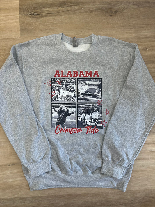 Alabama Black & White Newspaper Look Crewneck