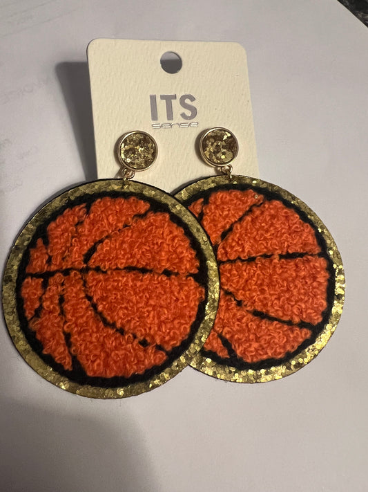 Basketball Chenille Patch Earrings