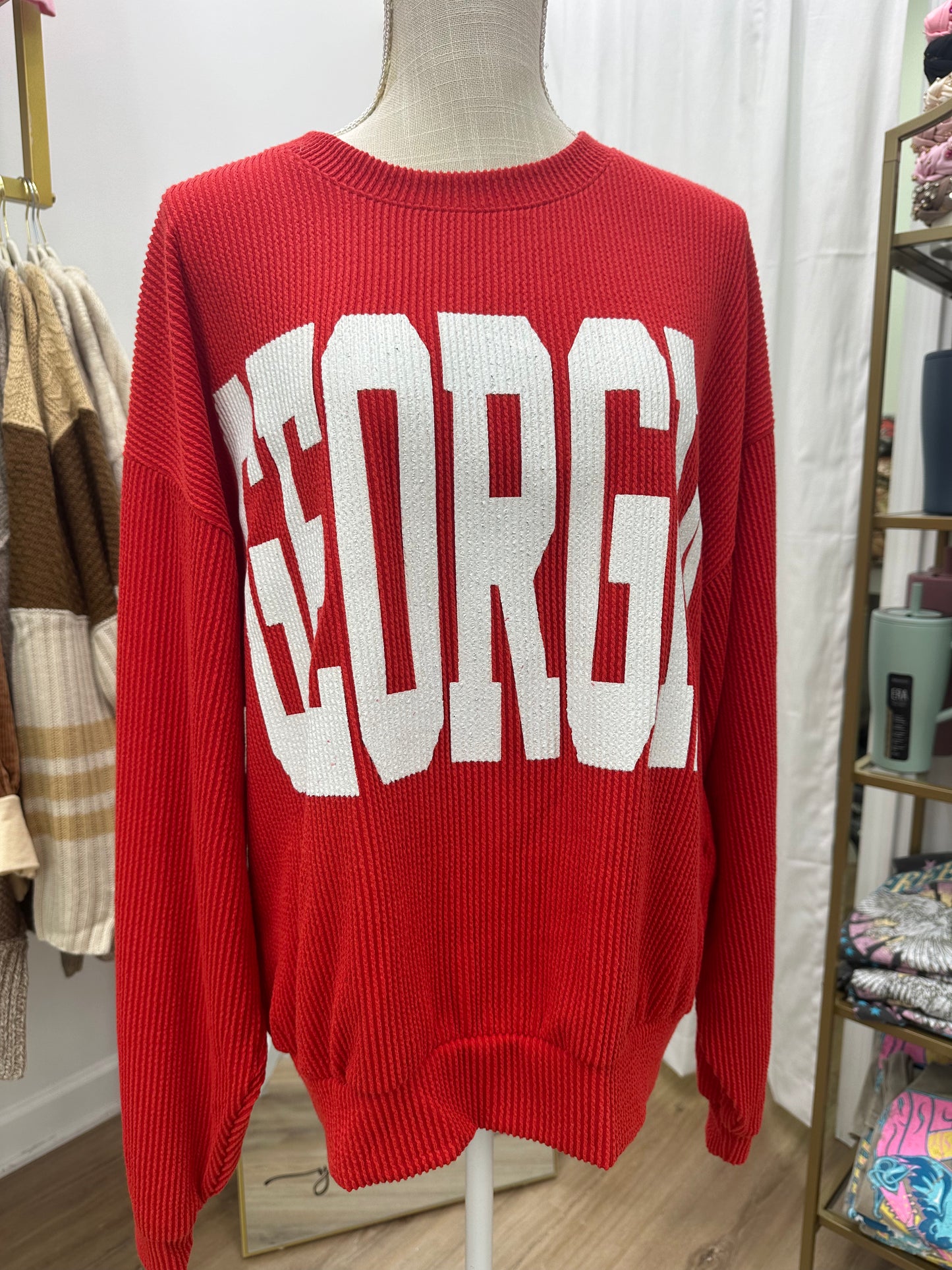 Georgia Comfy Oversized Graphic Sweatshirt - Red