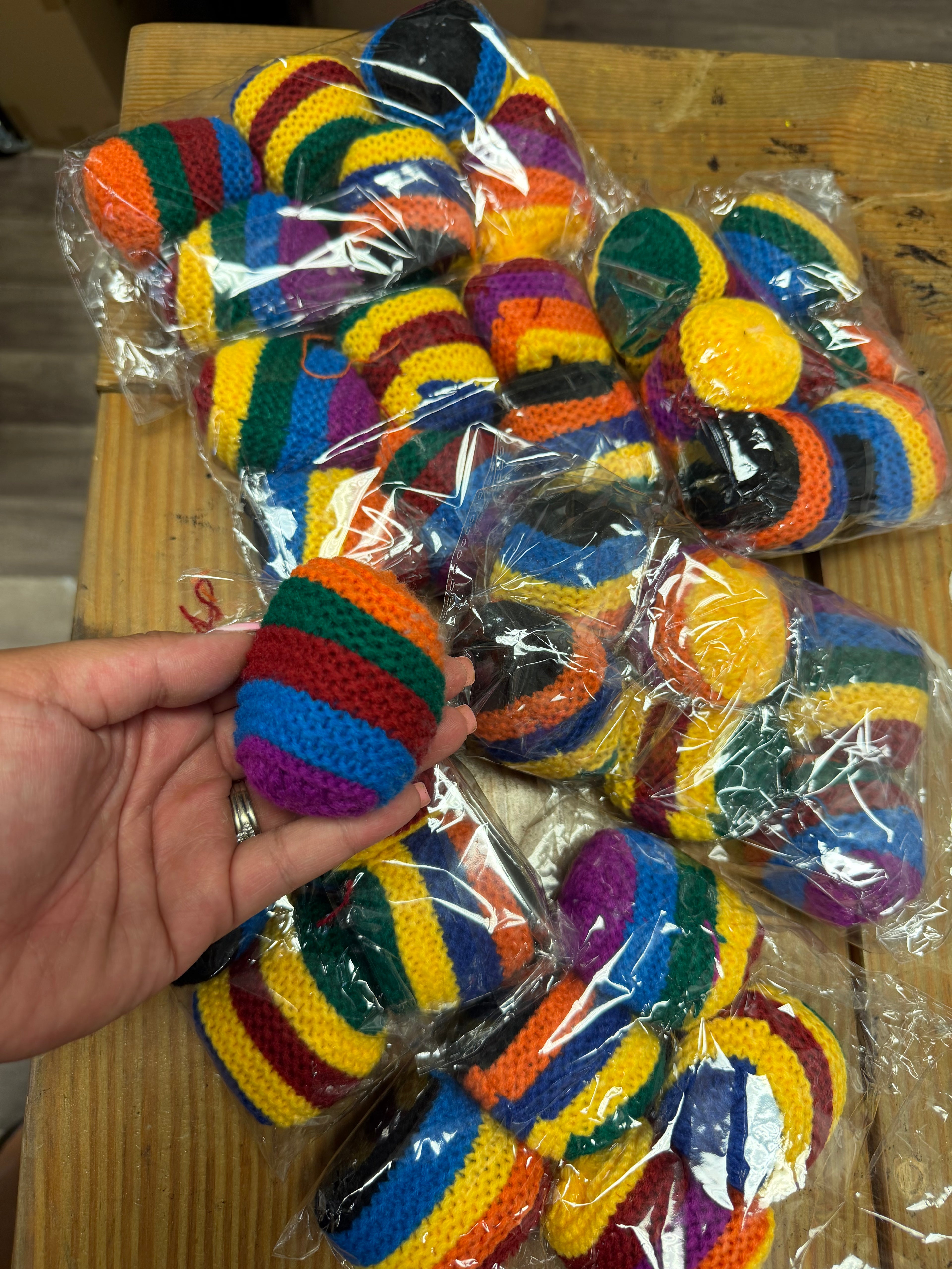 Multicolored Hand Crochet Sack Ball Kick Toy: Random colors hacky sack