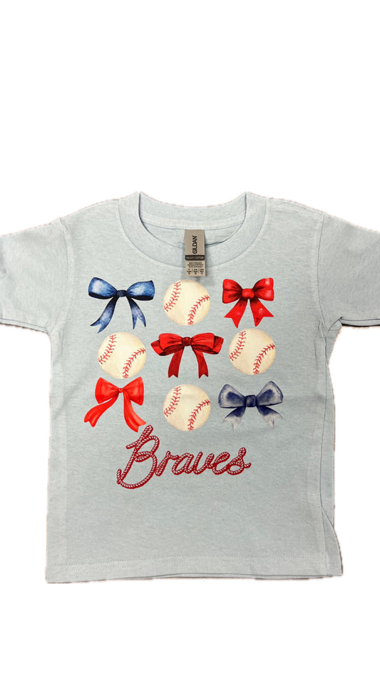 Braves Ball & Bows Youth Tee