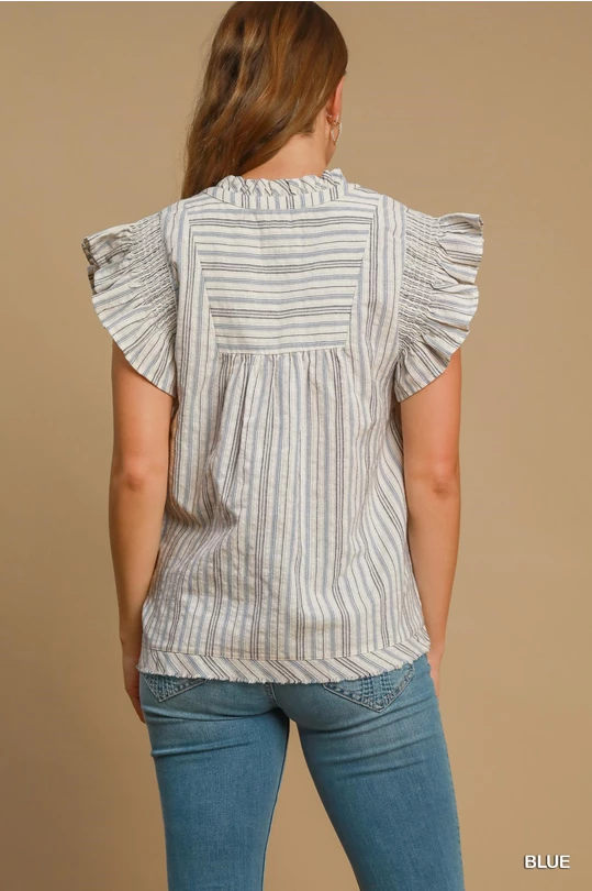 Striped Babydoll Top - Blue