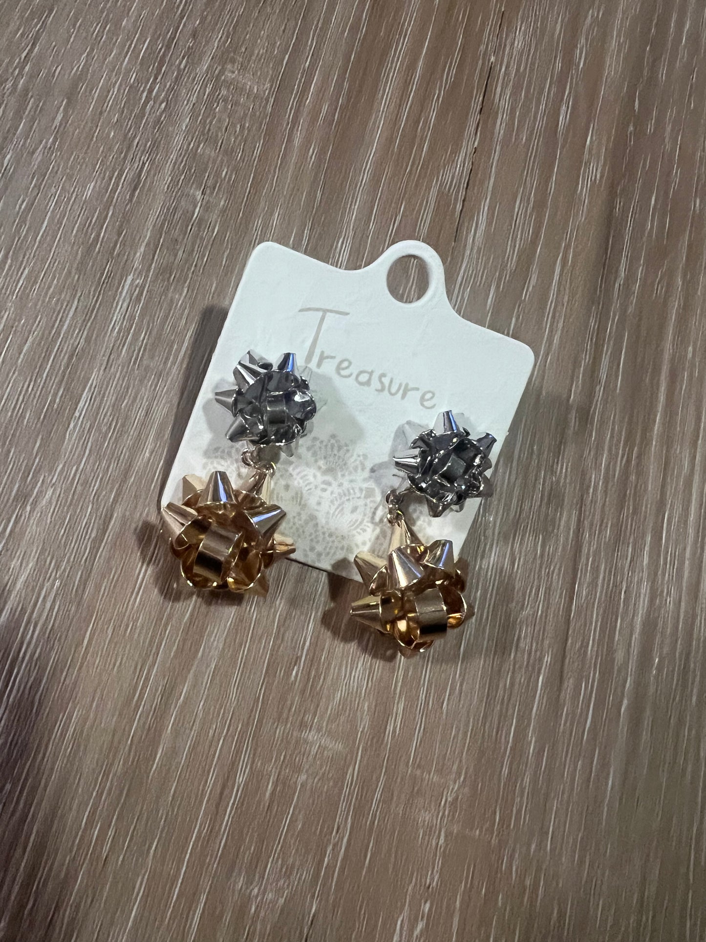 Silver & Gold Bow Earrings