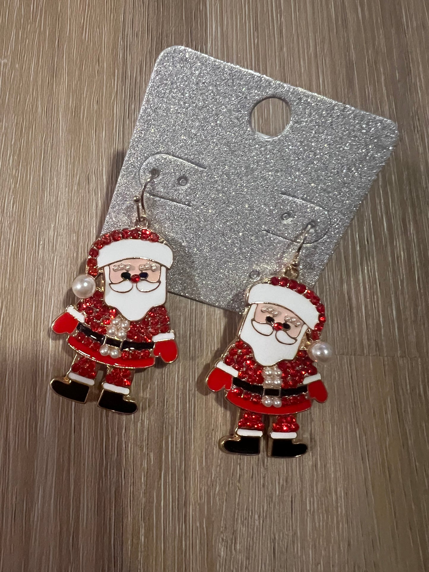 Red Glitter Santa Dangles