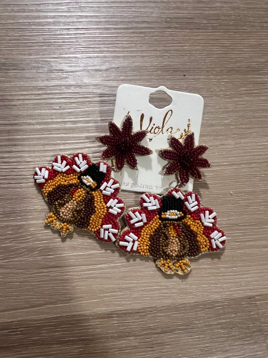 Beaded Turkey Dangles