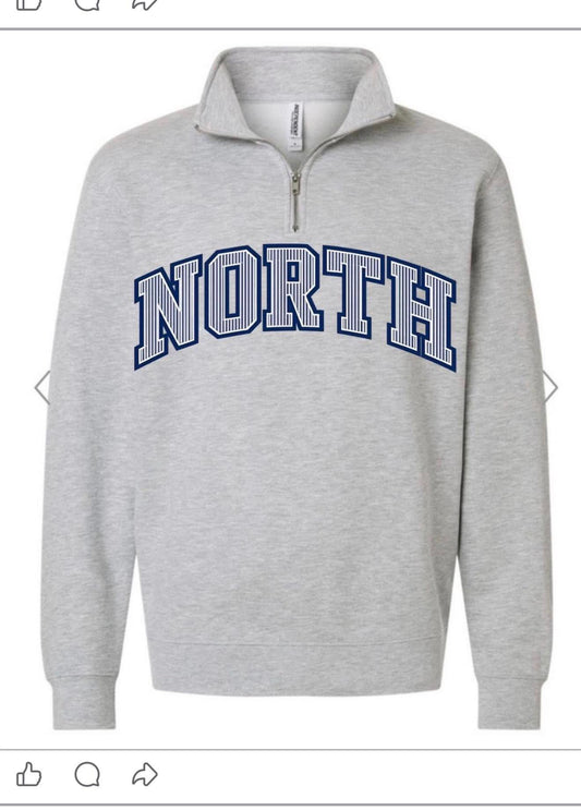 North Seersucker on grey quarter zip