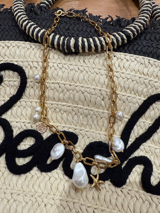 Waterproof Non Tarnish Chunky Beach Vibes Charm Necklace