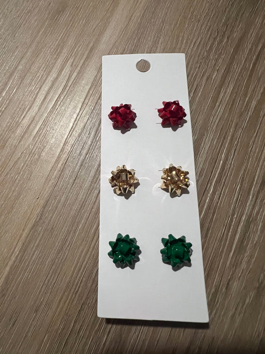 Three Pack Present Bow Studs