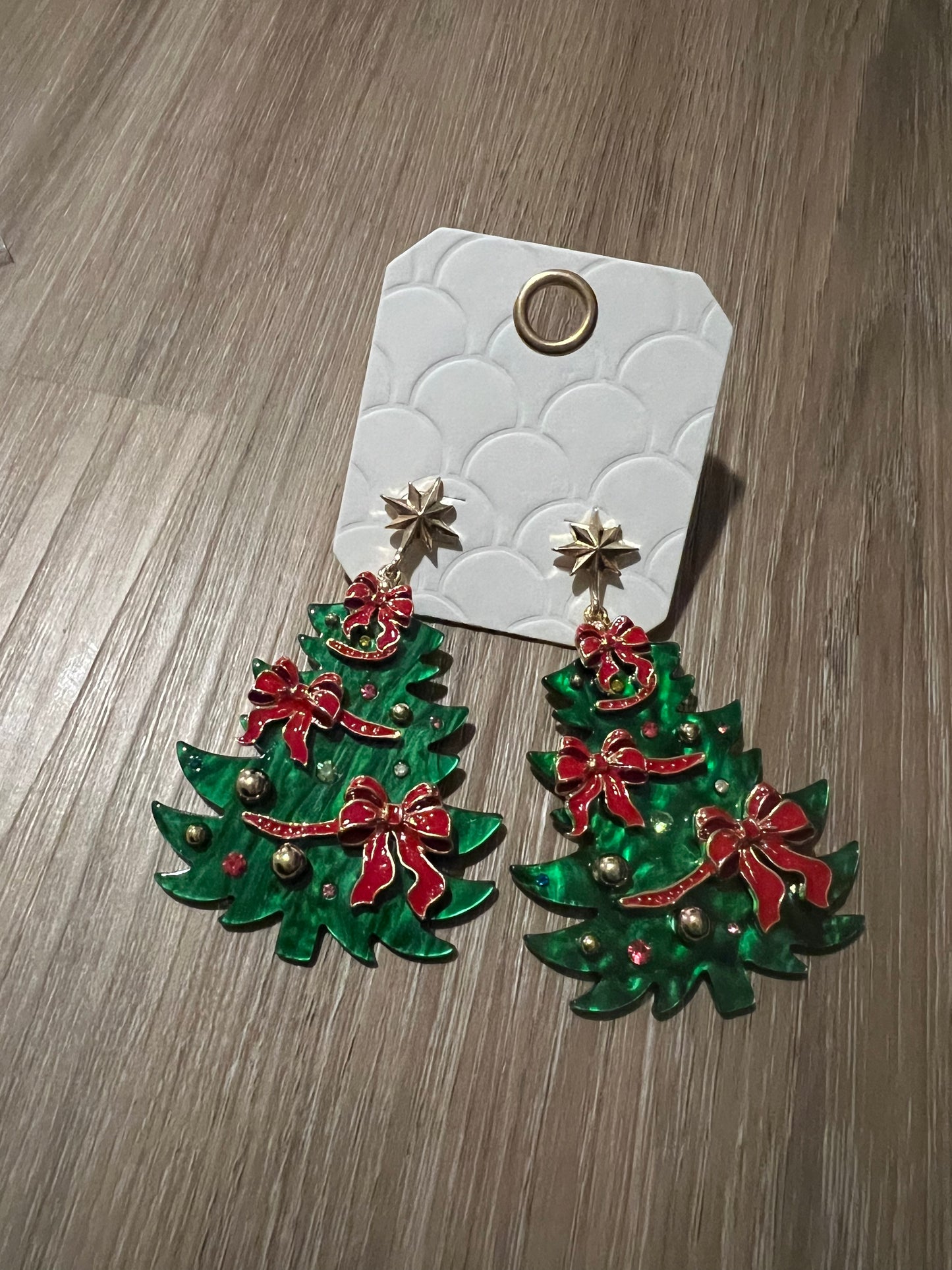 Green & Red Bow Christmas Tree Dangles