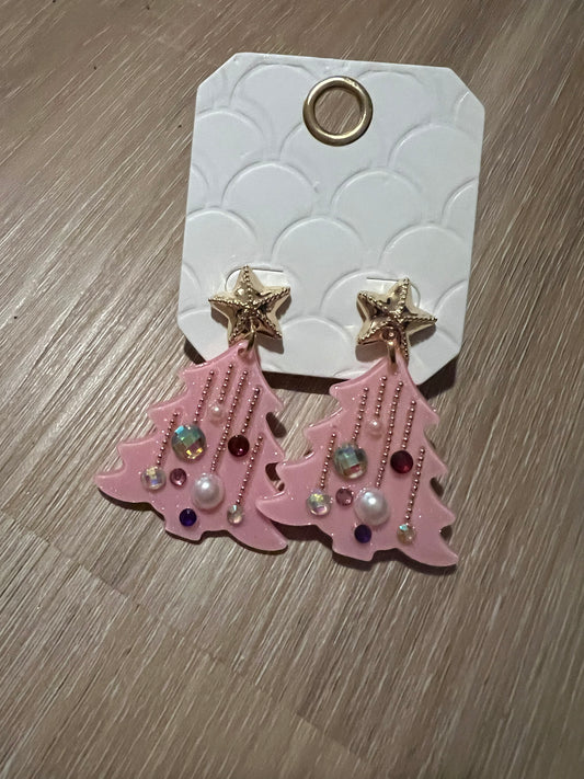 Pink Acrylic Hanging Ornament Tree Dangles