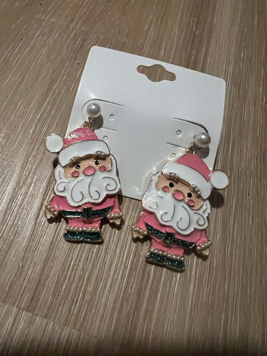 Pink Santa Pearl Earrings