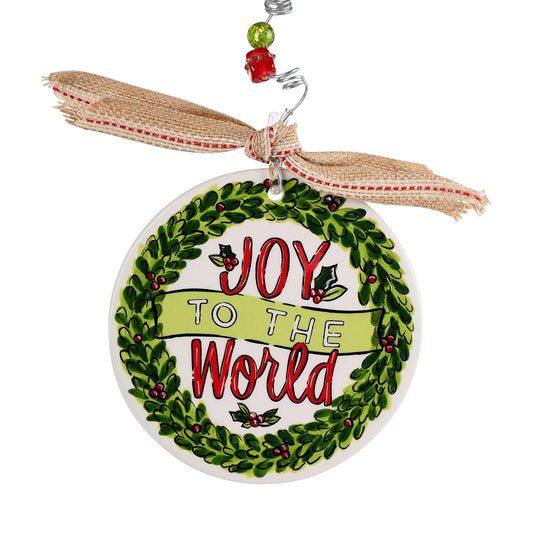 Joy to The World Wreath Flat Ornament