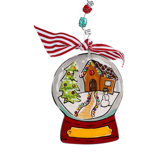 Gingerbread House Snow Globe Flat Ornament