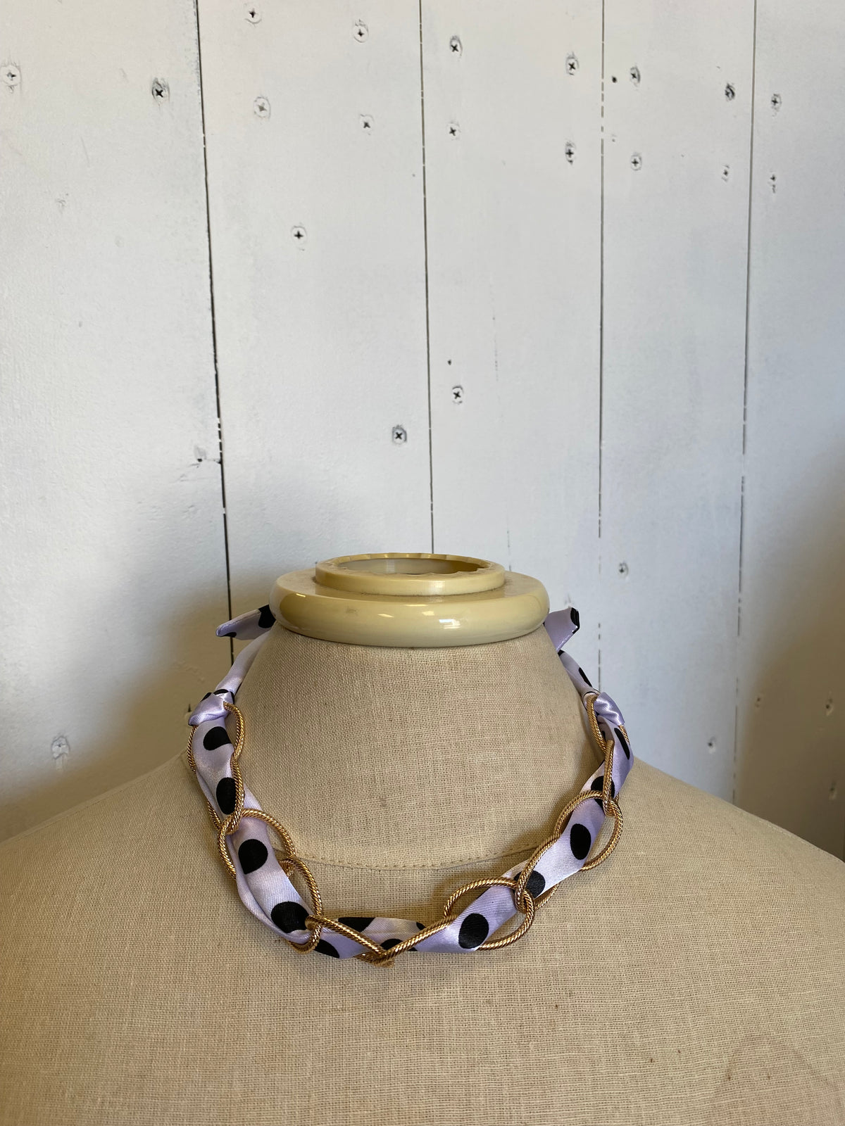 Scarf & Textured Chain Link Necklace