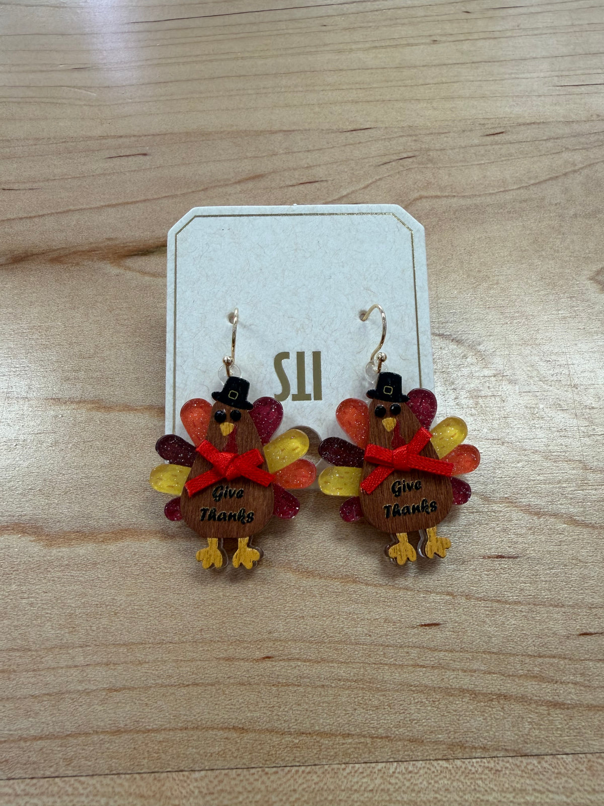 Give Thanks Turkey Dangle Earrings