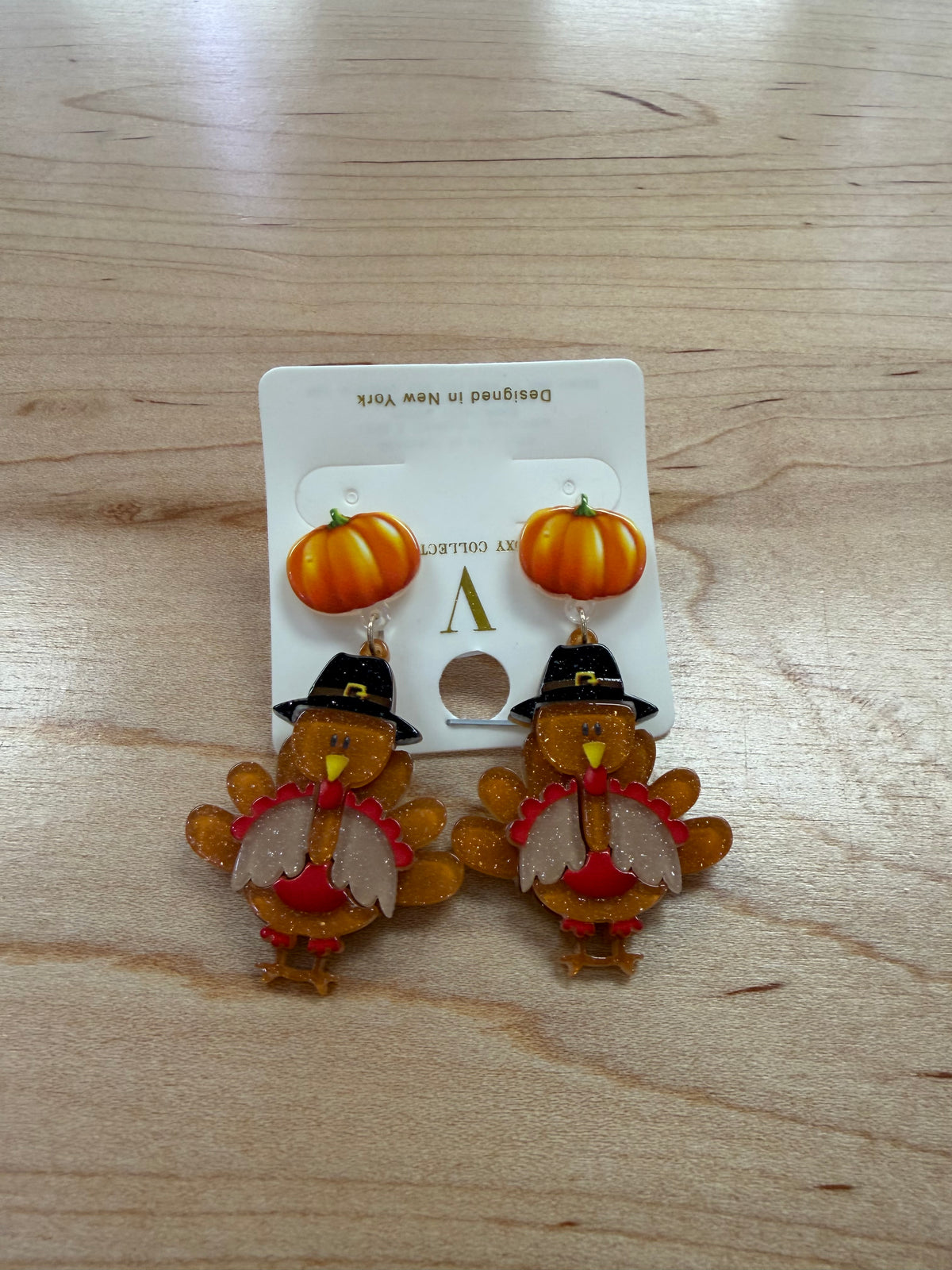 Turkey with Pumpkin Dangle Earrings