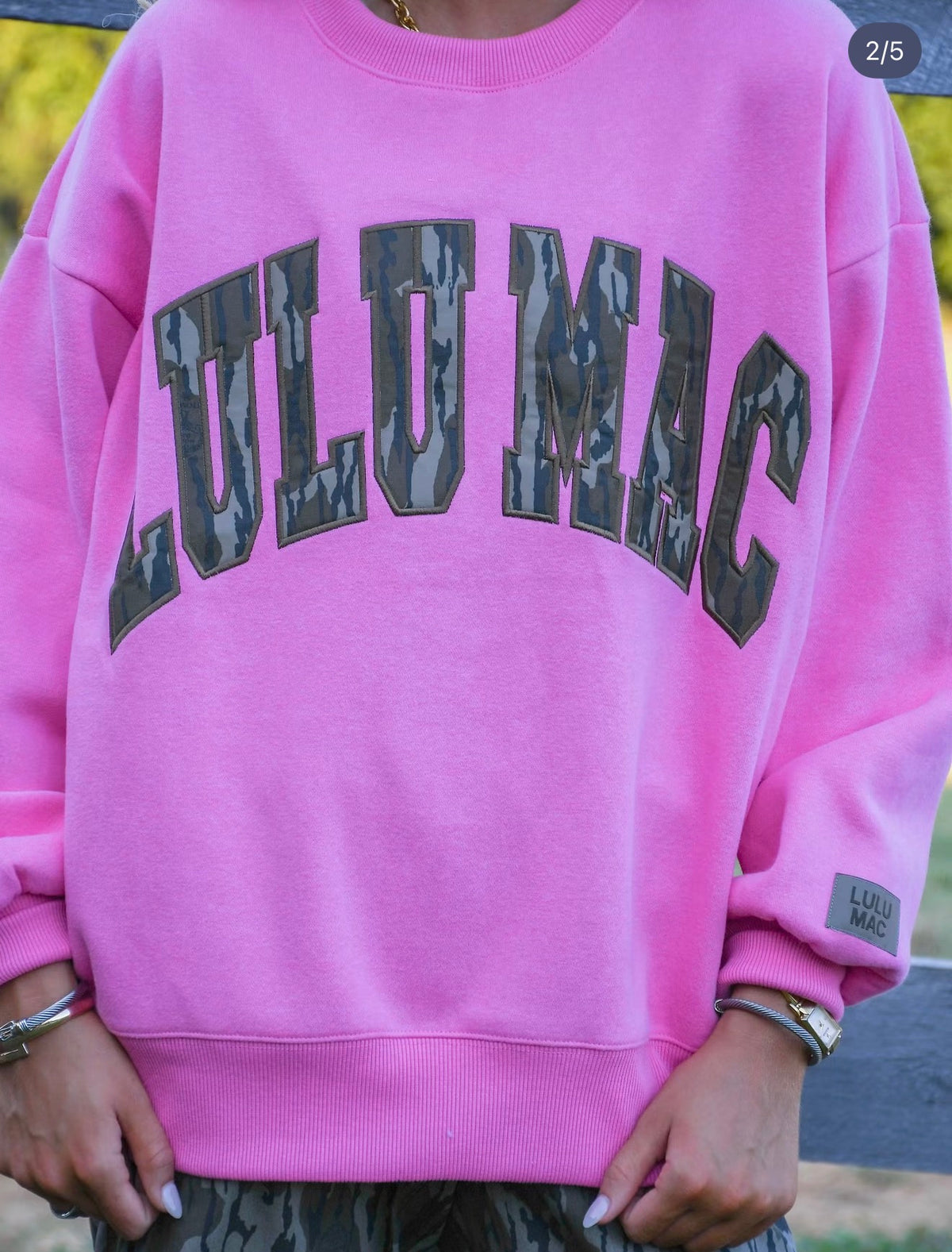 Pre order Lulu Mac Mossy Oak Bottomland Camo BubbleGum Pink Sweatshirt (first week of Dec)