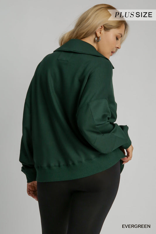 Luxeknit Johnny Collar Sweatshirt - Evergreen