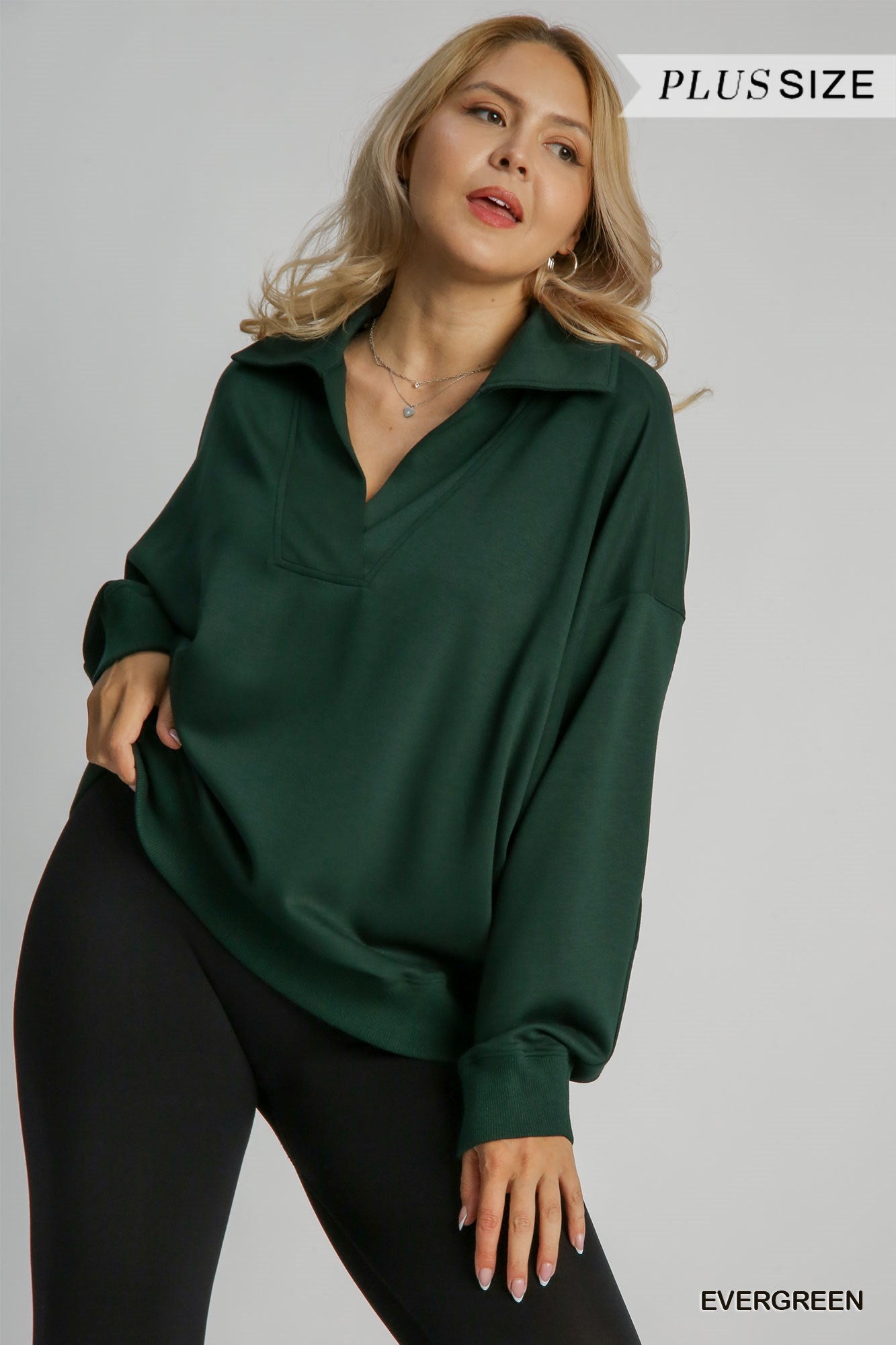 Luxeknit Johnny Collar Sweatshirt - Evergreen