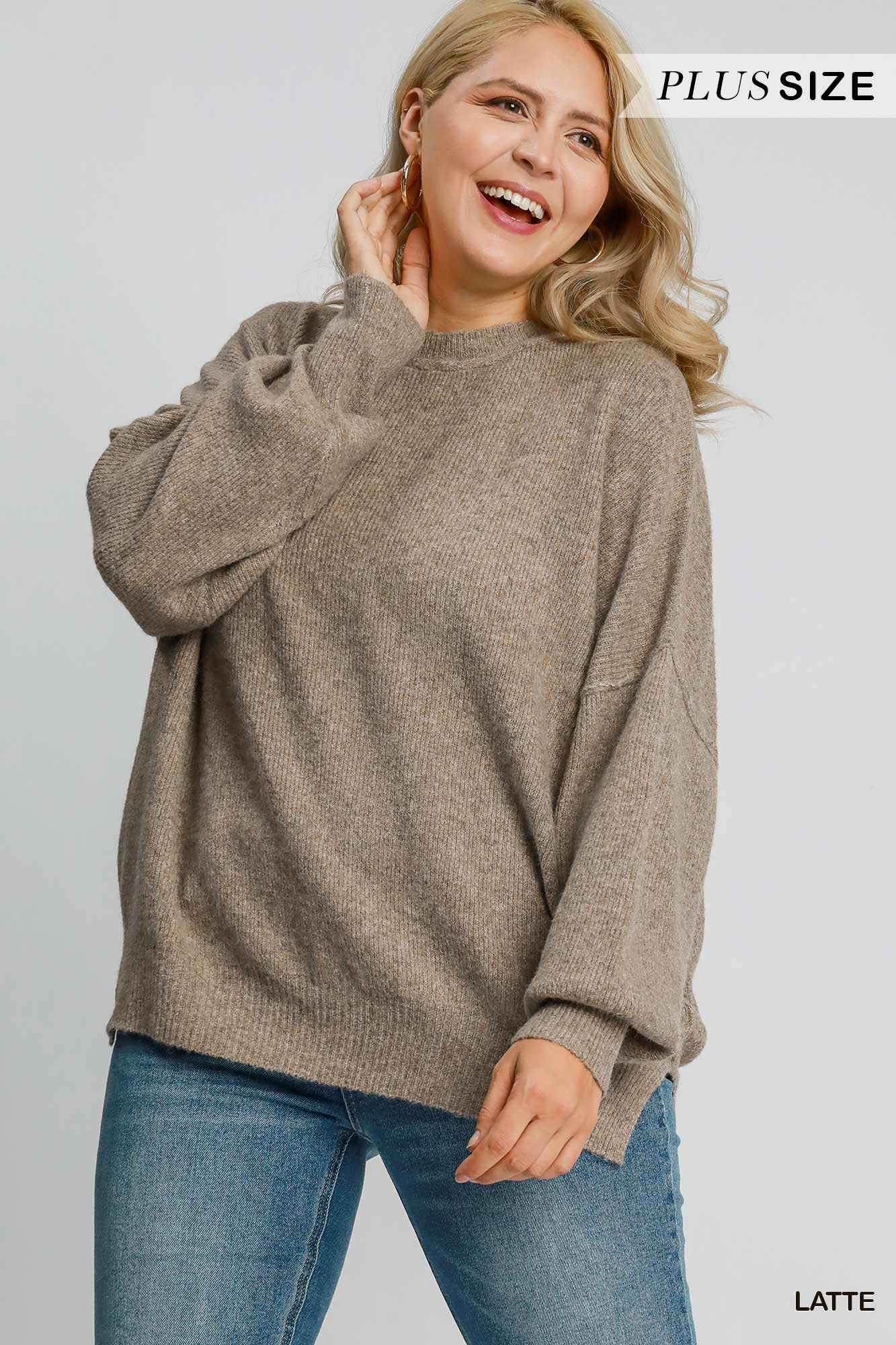 Wool Blend Loose Fit Pullover - Latte