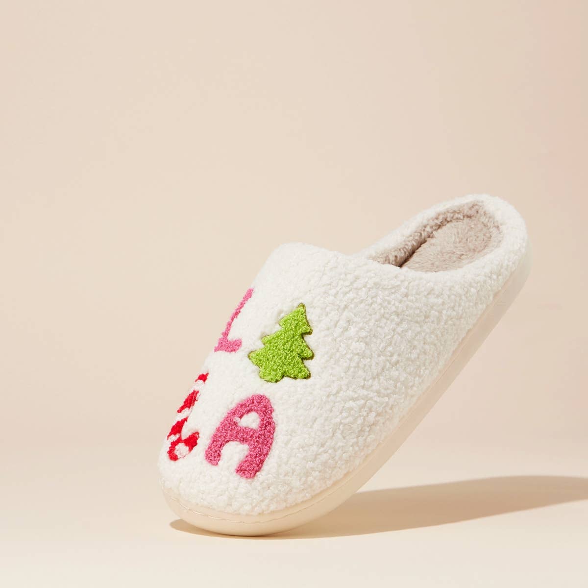 FALALALA Tree Fuzzy Home Slippers: Pink