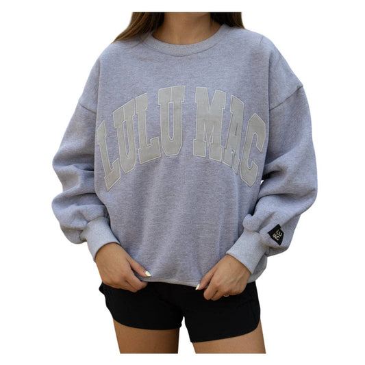 LULU MAC LIGHT GREY EMBROIDERED SWEATSHIRT