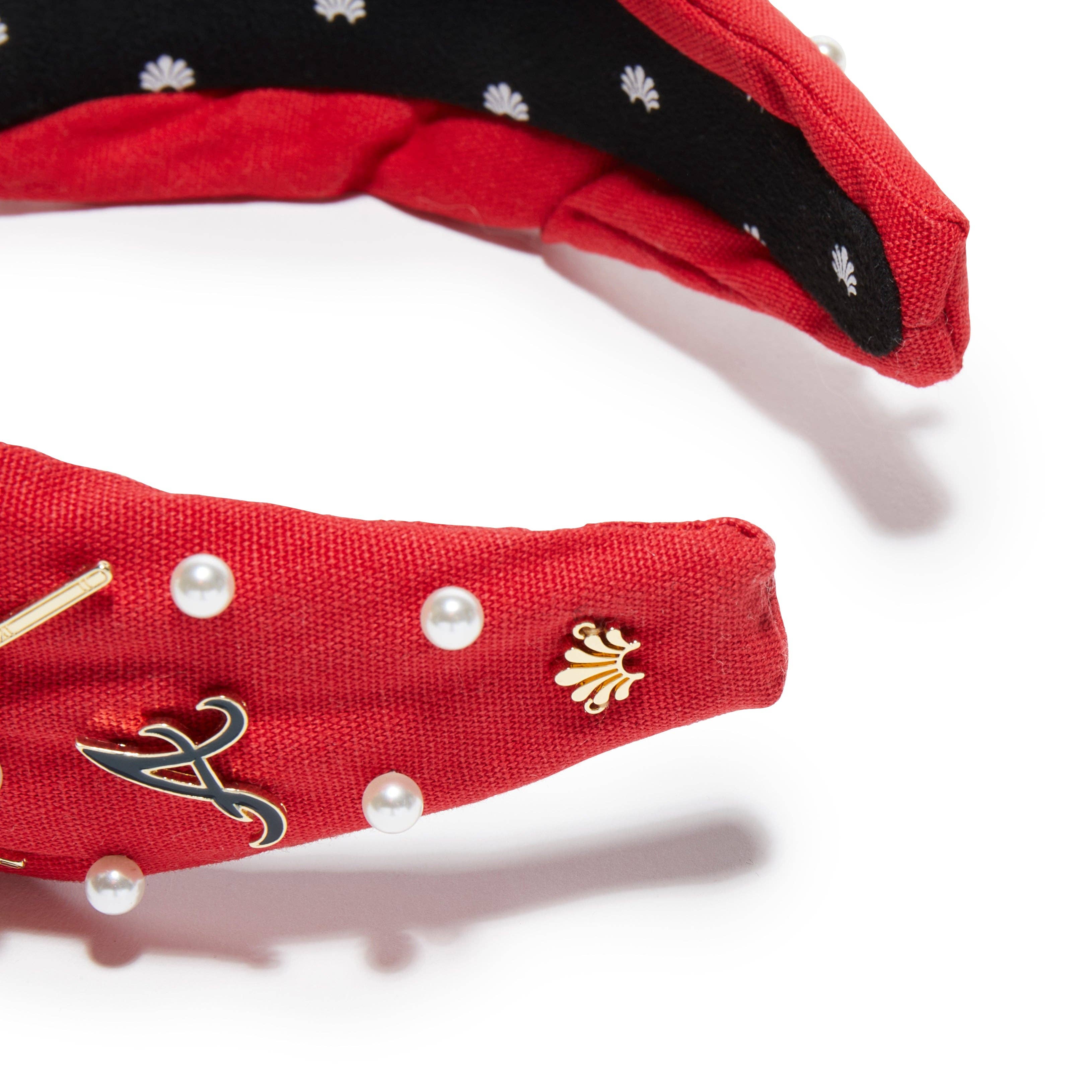 Red Atlanta Braves Embellished Knotted Headband - Lele Sadoughi