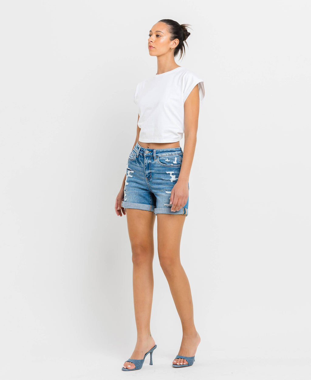 HIGH RISE DOUBLE CUFF SHORTS T5441