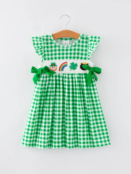 St. Patrick's Day Girls Smocking Embroidery Dress