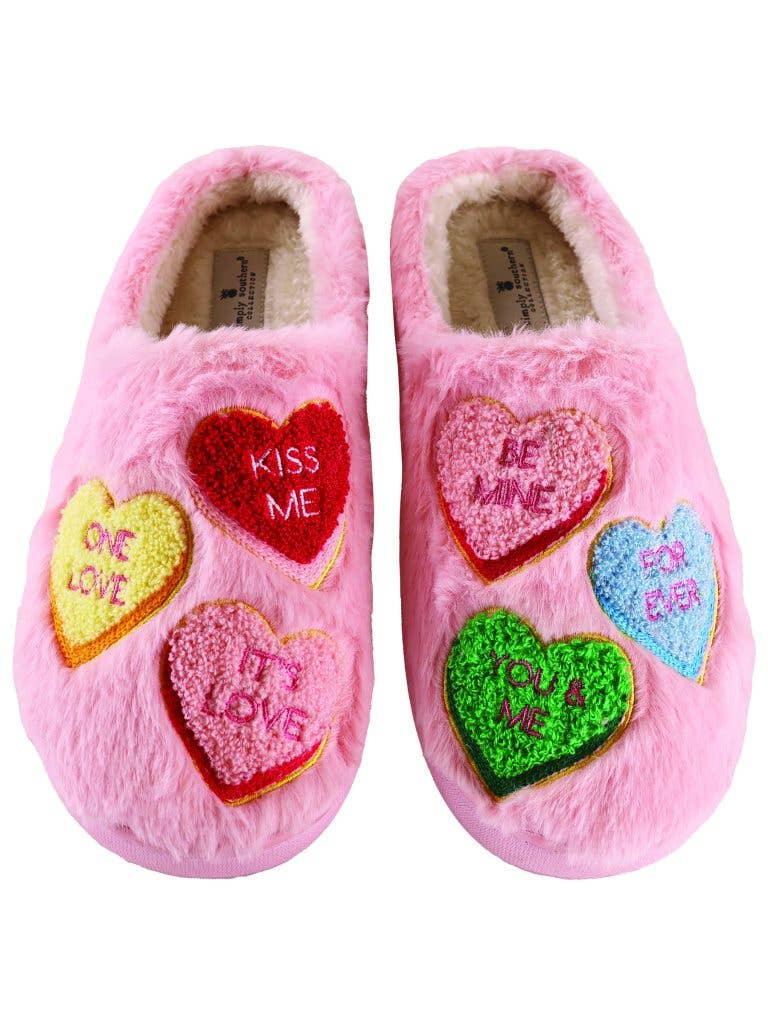 Fuzzy Valentine Slipper Conversation Hearts