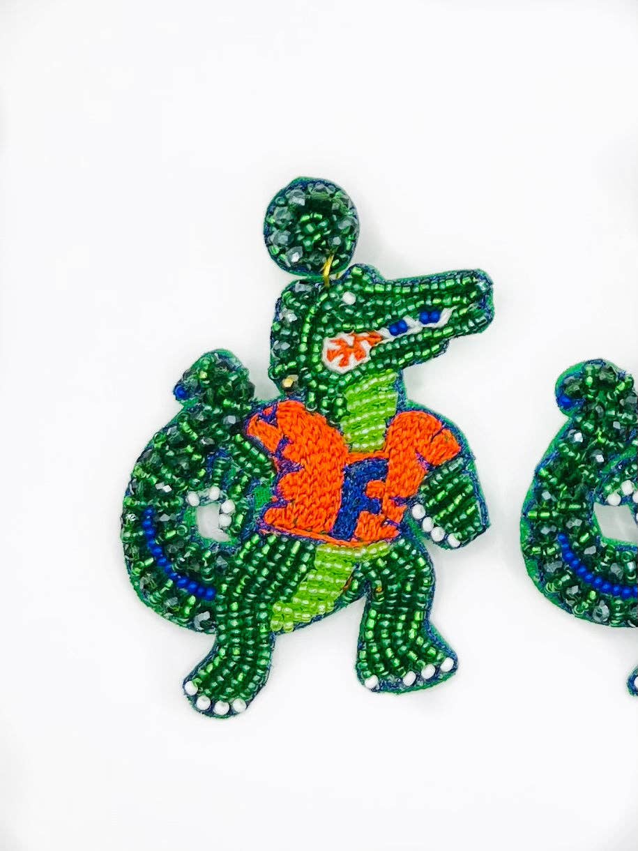 Florida Gator Beaded Alligator Earrings/ Game Day/ Tailgate