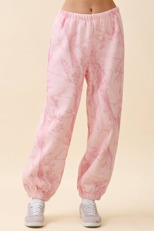Camouflage Print Jogger Sweatpants: Pink