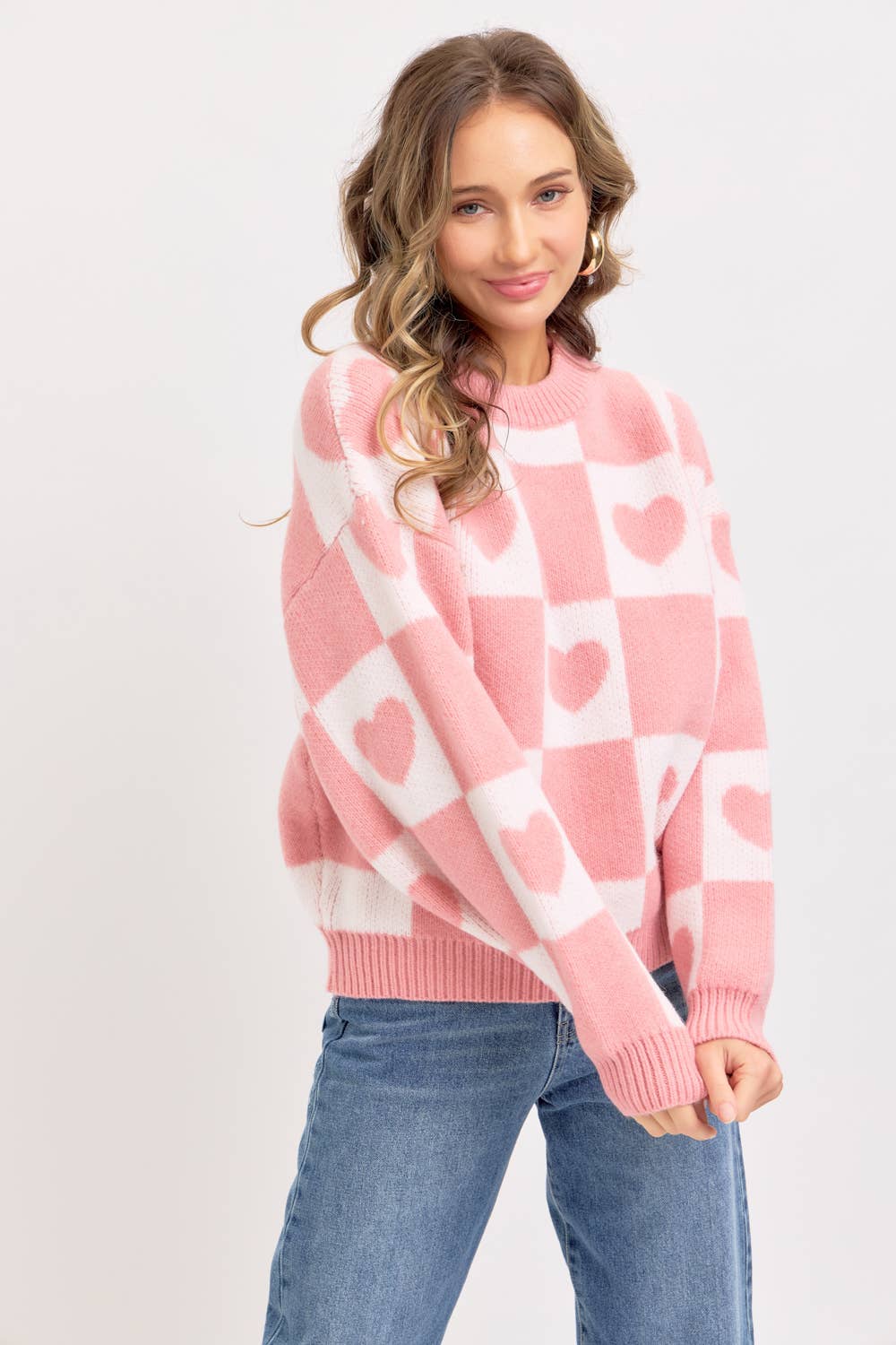 VALENTINE HEART SWEATER PINK