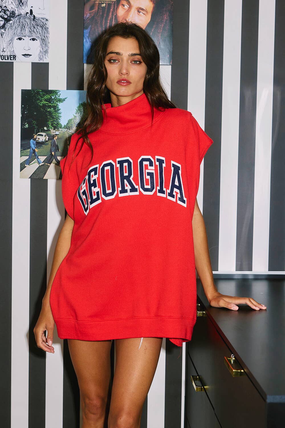 GEORGIA Oversized Muscle Top: Red