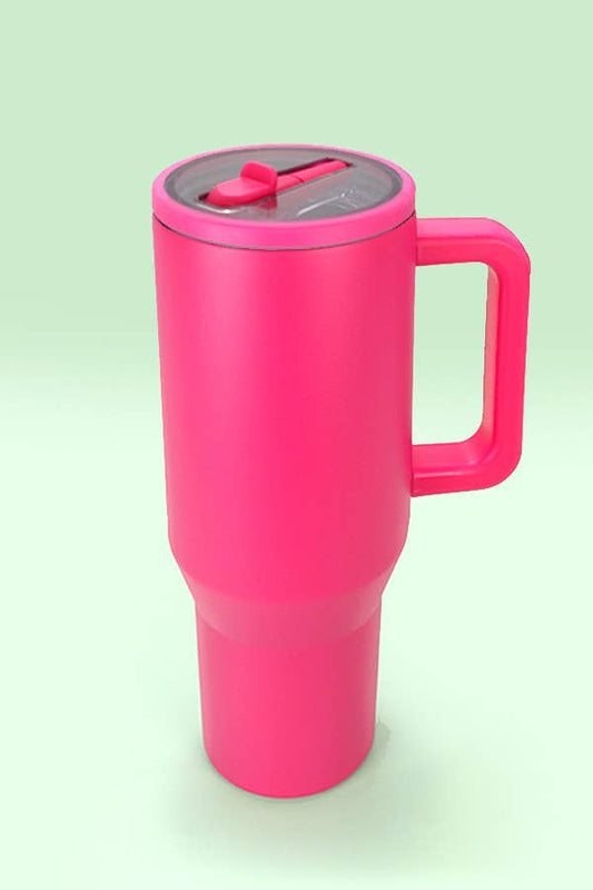 40oz SPILL FREE STAINLESS STEEL VACUUM TUMBLER -  FUCHSIA