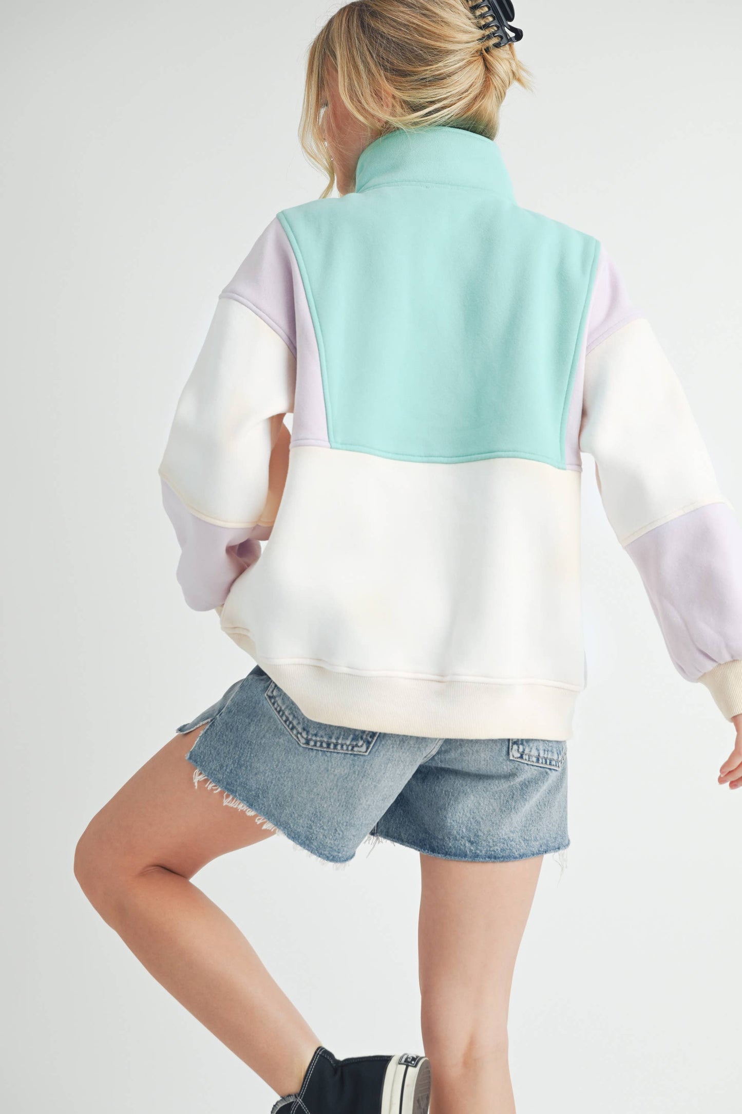 Glo Colorblock Pullover: Lilac Seafoam
