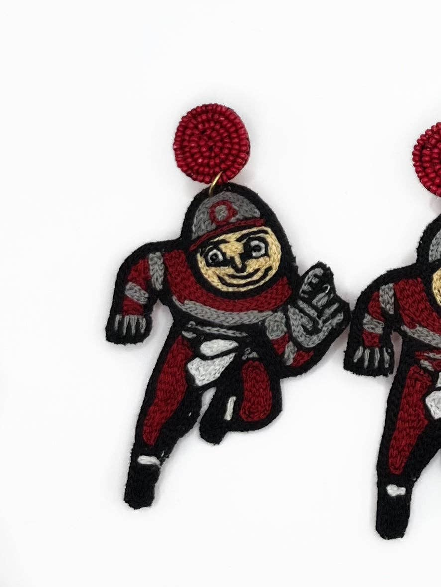 Ohio State, Brutus, OSU, Beaded Statement Earrings, College Football, Tailgate Fashion, Game Day, handmade earrings