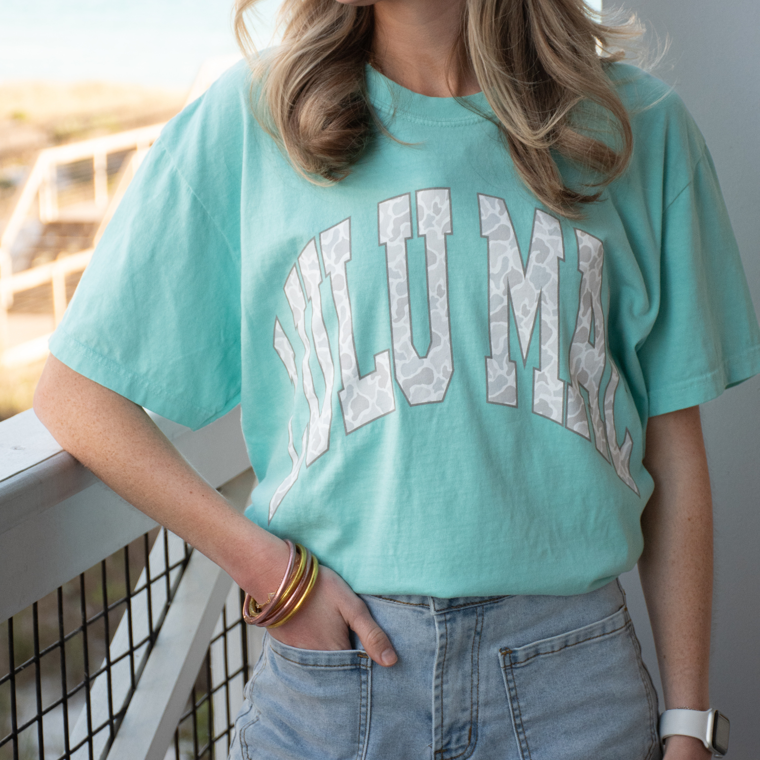 LULU MAC Camo Adult Chalky Mint Comfort Colors Tee: Chalky Mint