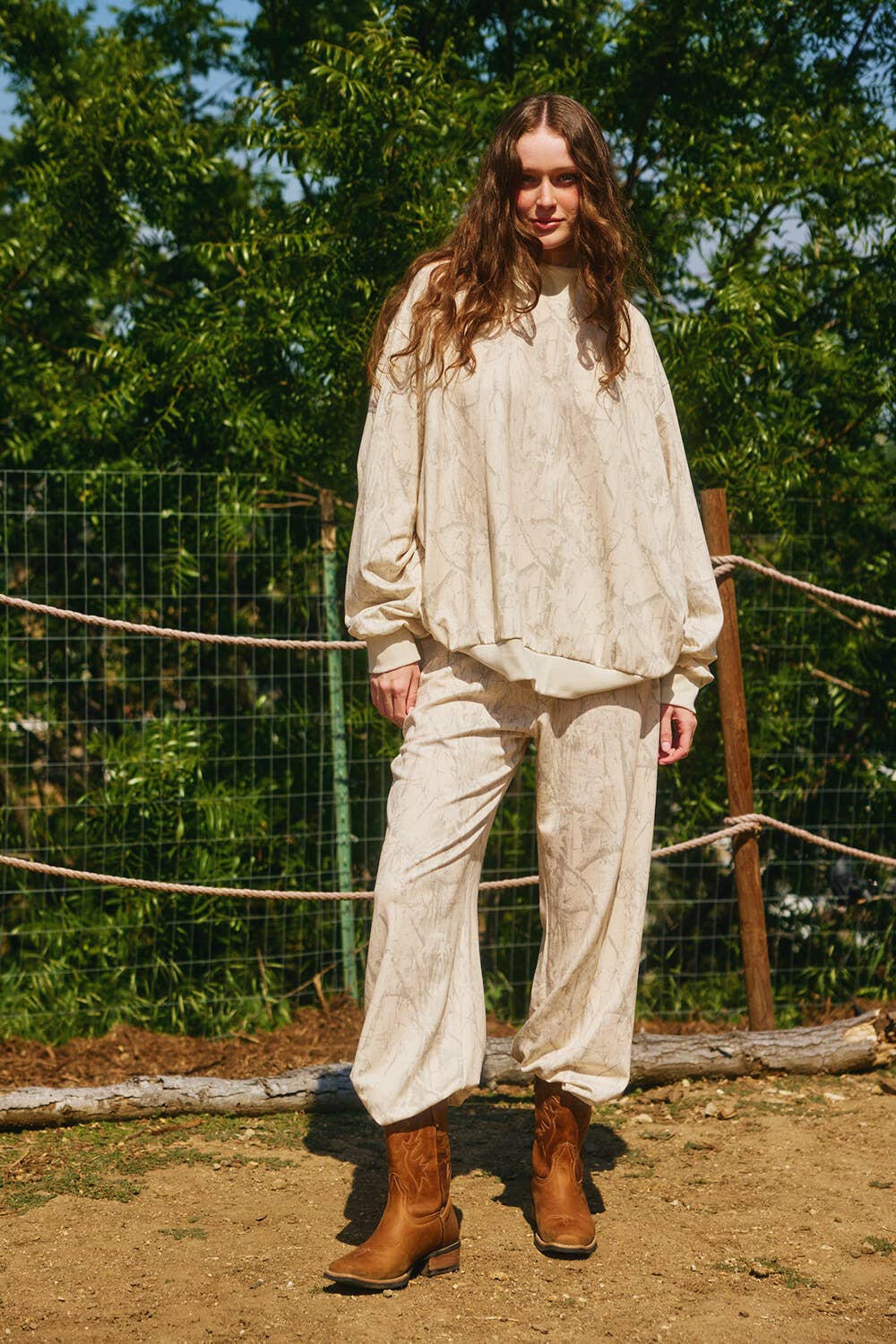 Camouflage Oversized Mock Neck Sweatshirt TAUPE